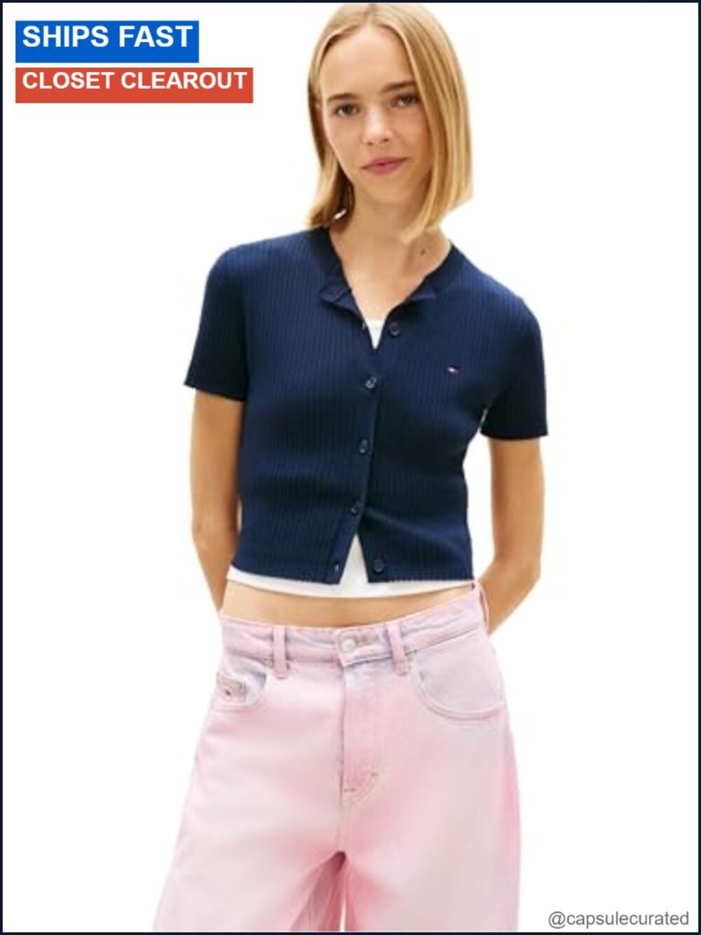 Short Sleeve Ribbed Cropped Cardigan Sweater